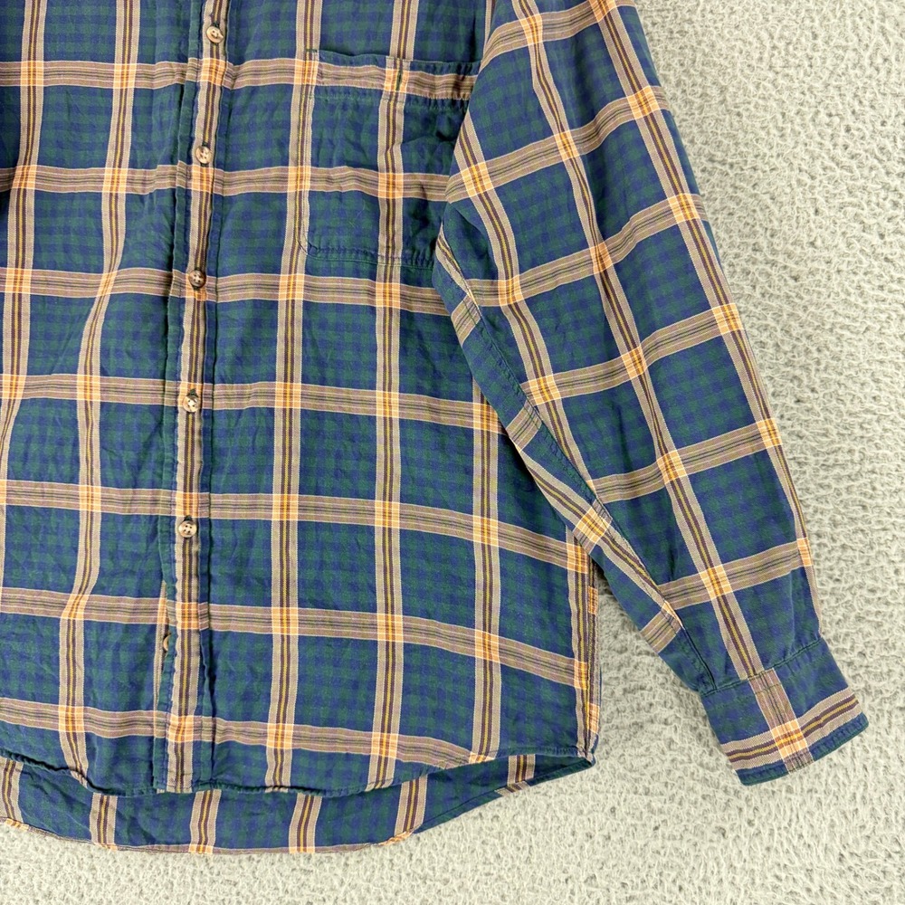 Eddie Bauer Button Down‎ Shirt Mens Medium Blue Plaid Long Sleeve Cotton Vintage - Picture 3 of 14